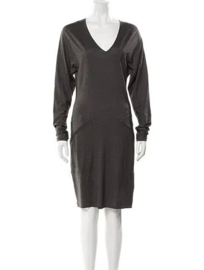 Pre-owned Helmut Lang Virgin Wool Knee-length Dress In Gray
