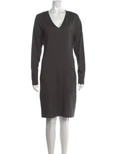 Pre-owned Helmut Lang Virgin Wool Knee-length Dress In Grey