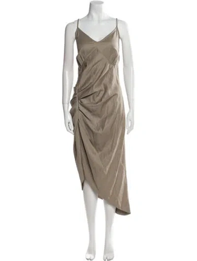 Pre-owned Helmut Lang Virgin Wool Long Dress In Gray
