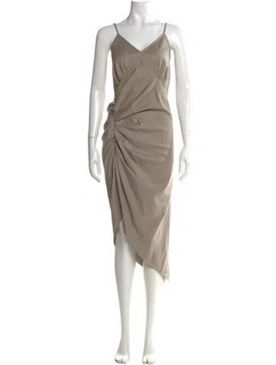 Pre-owned Helmut Lang Virgin Wool Long Dress In Neutral