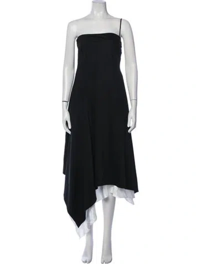 Pre-owned Helmut Lang Virgin Wool Midi Length Dress In Blue