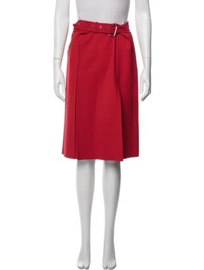 Pre-owned Helmut Lang Virgin Wool Midi Length Skirt In Red