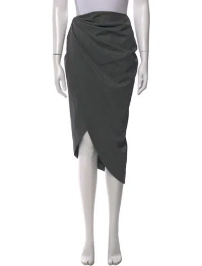 Pre-owned Helmut Lang Virgin Wool Midi Length Skirt W/ Tags In Gray