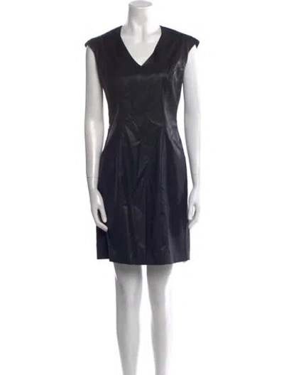 Pre-owned Helmut Lang Virgin Wool Mini Dress In Black
