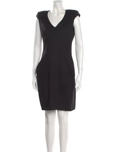 Pre-owned Helmut Lang Virgin Wool Mini Dress In Black