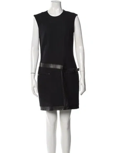 Pre-owned Helmut Lang Virgin Wool Mini Dress In Black