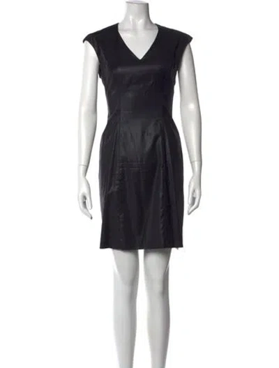Pre-owned Helmut Lang Virgin Wool Mini Dress In Black