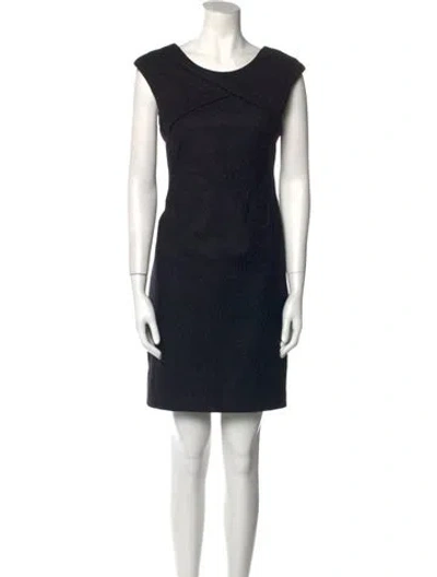 Pre-owned Helmut Lang Virgin Wool Mini Dress In Blue