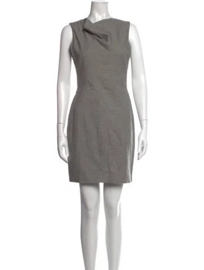 Pre-owned Helmut Lang Virgin Wool Mini Dress In Grey