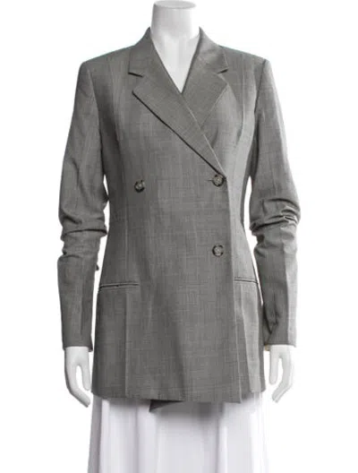 Pre-owned Helmut Lang Virgin Wool Plaid Print Blazer In Grey