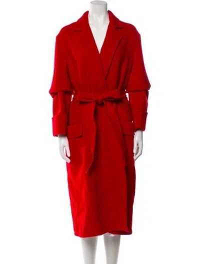 Pre-owned Helmut Lang Virgin Wool Trench Coat In Red