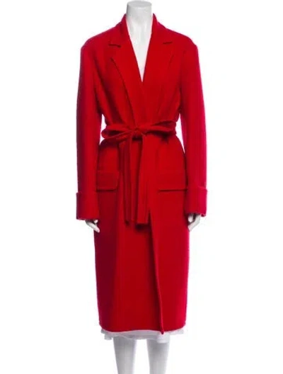 Pre-owned Helmut Lang Virgin Wool Trench Coat W/ Tags In Red
