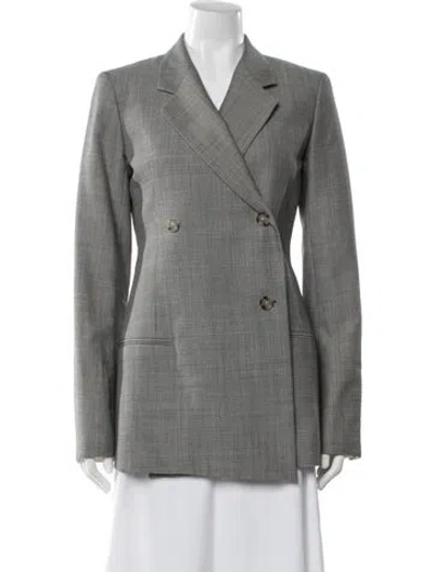 Pre-owned Helmut Lang Virgin Wool Tweed Pattern Blazer In Gray
