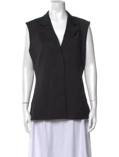 Pre-owned Helmut Lang Virgin Wool V-neck Button-up Top In Black
