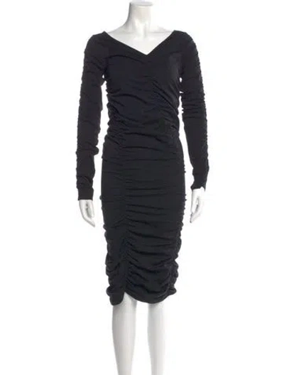 Pre-owned Helmut Lang V-neck Knee-length Dress In Black