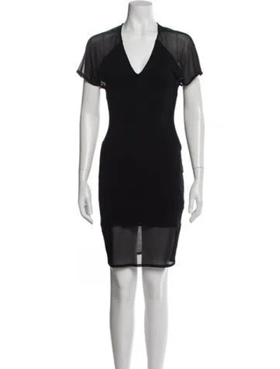 Pre-owned Helmut Lang V-neck Knee-length Dress In Black