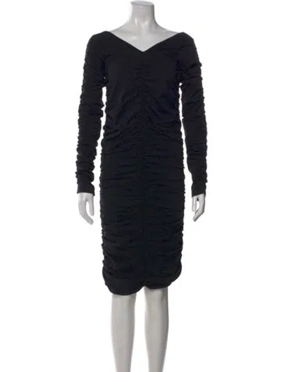 Pre-owned Helmut Lang V-neck Knee-length Dress In Black