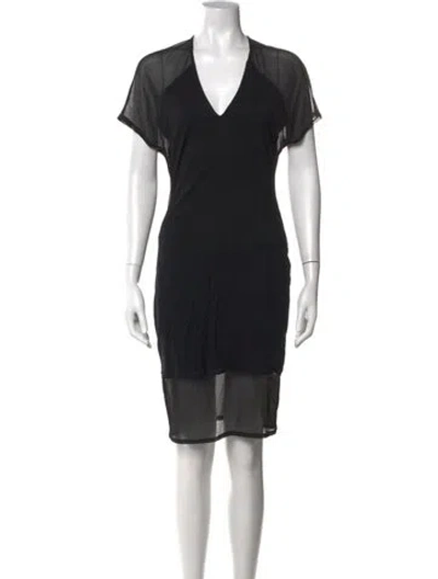 Pre-owned Helmut Lang V-neck Knee-length Dress In Black