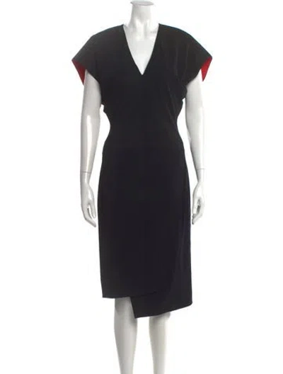 Pre-owned Helmut Lang V-neck Knee-length Dress In Black