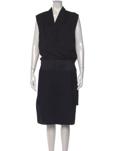Pre-owned Helmut Lang V-neck Knee-length Dress In Black