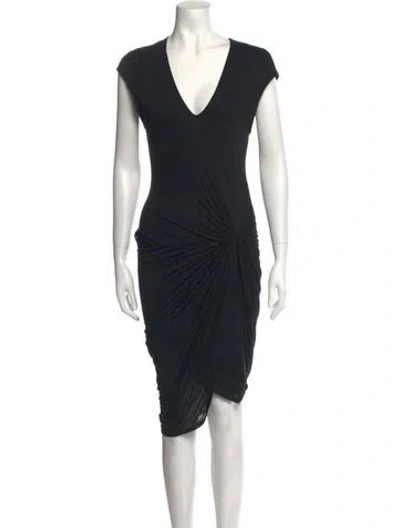 Pre-owned Helmut Lang V-neck Knee-length Dress In Black