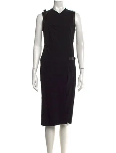 Pre-owned Helmut Lang V-neck Knee-length Dress In Black