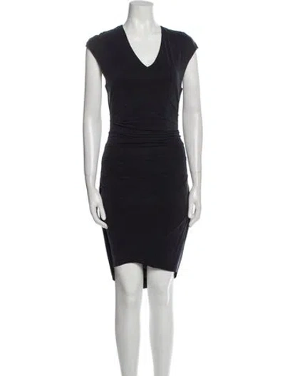 Pre-owned Helmut Lang V-neck Knee-length Dress In Blue