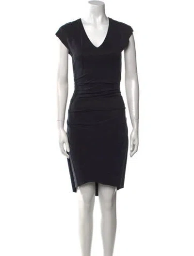 Pre-owned Helmut Lang V-neck Knee-length Dress In Blue