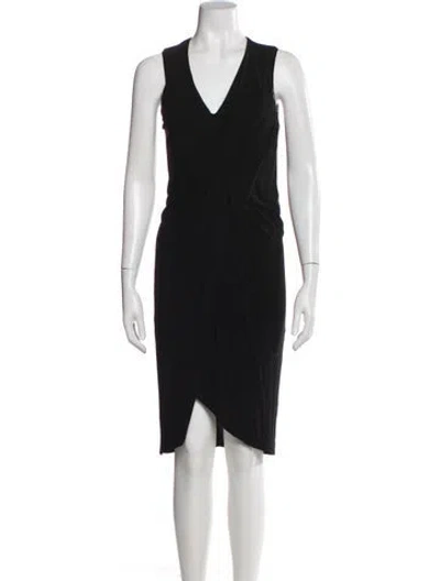 Pre-owned Helmut Lang V-neck Knee-length Dress In Blue