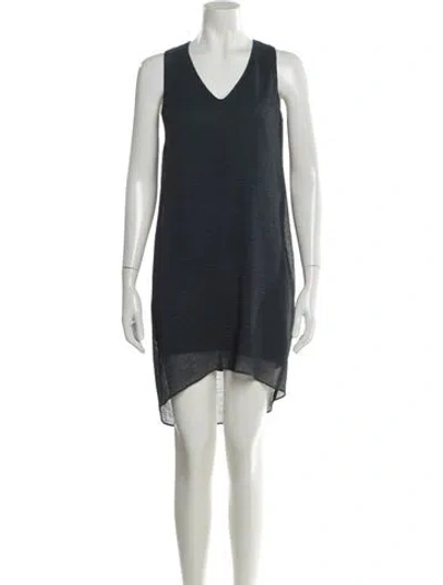 Pre-owned Helmut Lang V-neck Knee-length Dress In Blue