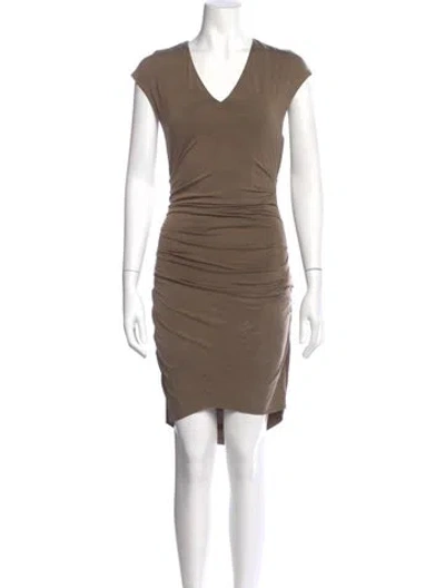 Pre-owned Helmut Lang V-neck Knee-length Dress In Brown