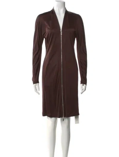 Pre-owned Helmut Lang V-neck Knee-length Dress In Brown