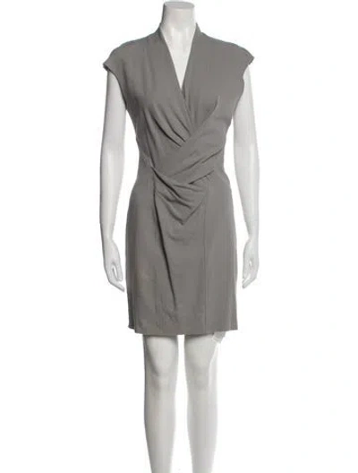 Pre-owned Helmut Lang V-neck Knee-length Dress In Gray
