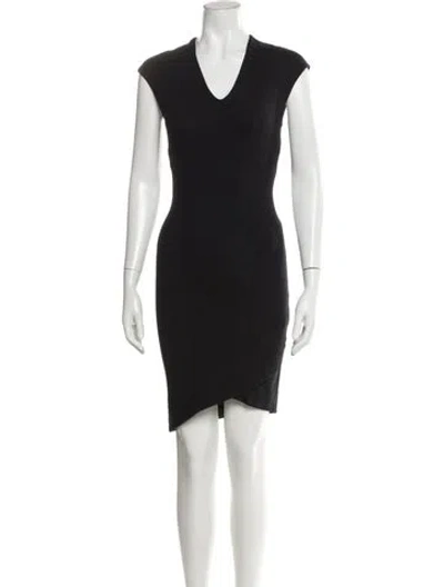 Pre-owned Helmut Lang V-neck Knee-length Dress In Gray