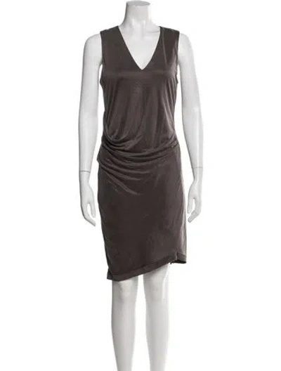 Pre-owned Helmut Lang V-neck Knee-length Dress In Gray
