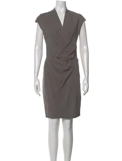 Pre-owned Helmut Lang V-neck Knee-length Dress In Gray