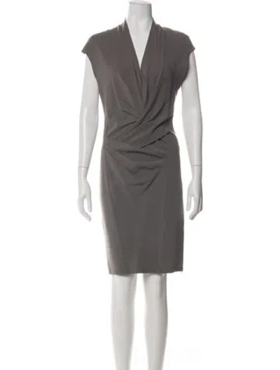 Pre-owned Helmut Lang V-neck Knee-length Dress In Gray