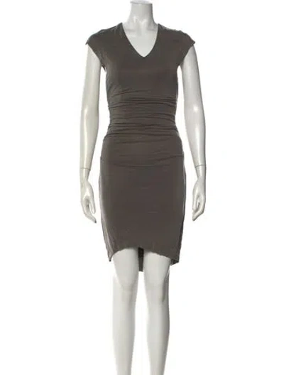 Pre-owned Helmut Lang V-neck Knee-length Dress In Gray