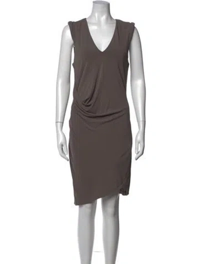 Pre-owned Helmut Lang V-neck Knee-length Dress In Gray