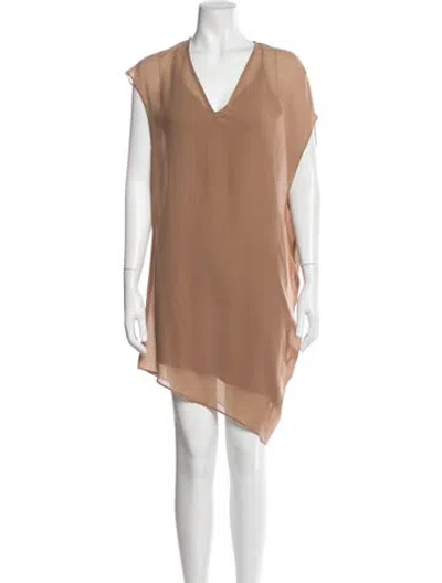 Pre-owned Helmut Lang V-neck Knee-length Dress In Neutral