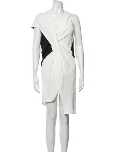 Pre-owned Helmut Lang V-neck Knee-length Dress In Neutrals