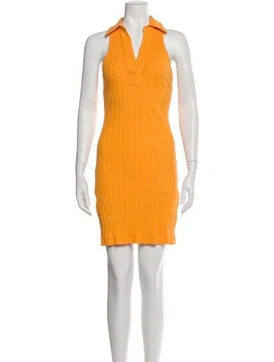 Pre-owned Helmut Lang V-neck Knee-length Dress In Orange