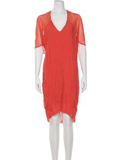 Pre-owned Helmut Lang V-neck Knee-length Dress In Orange