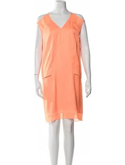 Pre-owned Helmut Lang V-neck Knee-length Dress In Orange