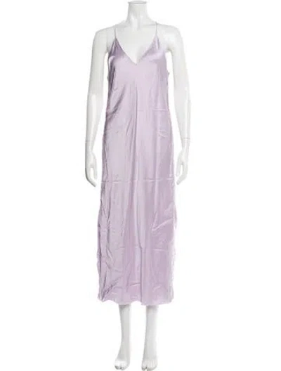 Pre-owned Helmut Lang V-neck Knee-length Dress In Purple