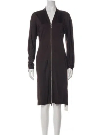 Pre-owned Helmut Lang V-neck Knee-length Dress W/ Tags In Green