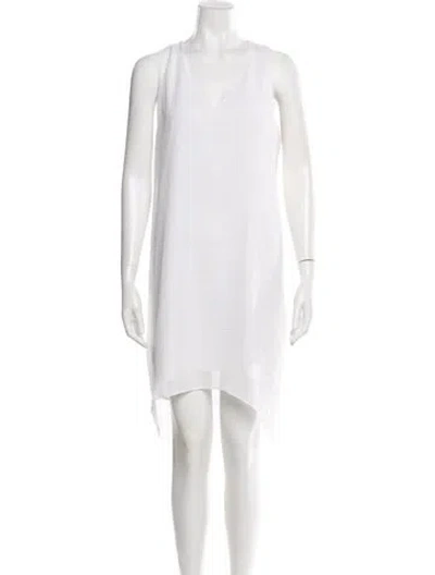 Pre-owned Helmut Lang V-neck Knee-length Dress In White