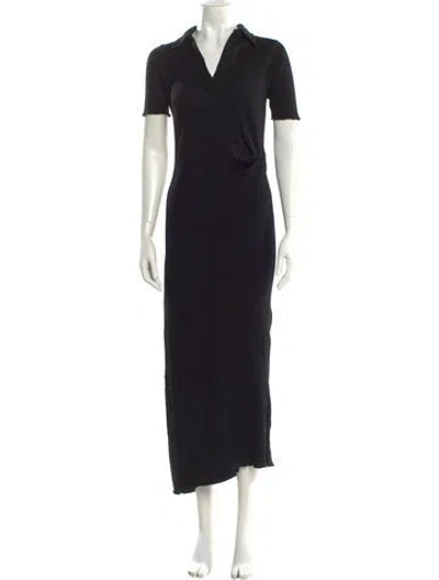 Pre-owned Helmut Lang V-neck Long Dress In Black