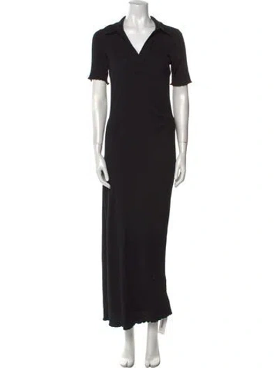 Pre-owned Helmut Lang V-neck Long Dress In Black