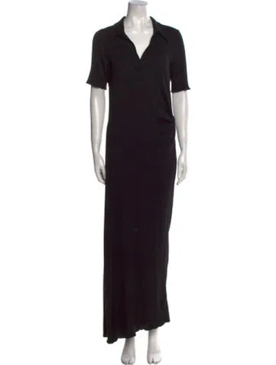 Pre-owned Helmut Lang V-neck Long Dress In Black